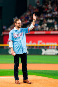 Michael Galyen First Pitch Texas Rangers